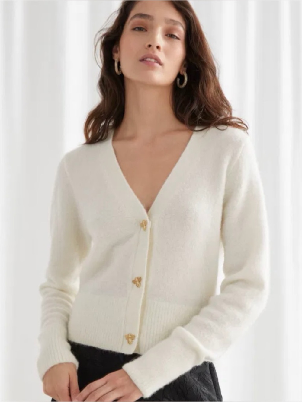 & Other Stories Bee Button Alpaca Wool Blend Knit Cardigan Coquette Women’s M - Picture 13 of 16